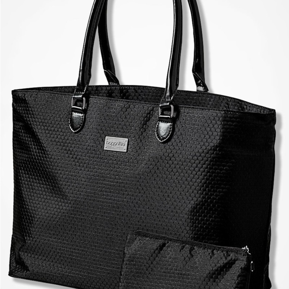 Baggallini Black Textured Tote with Removable Pouch